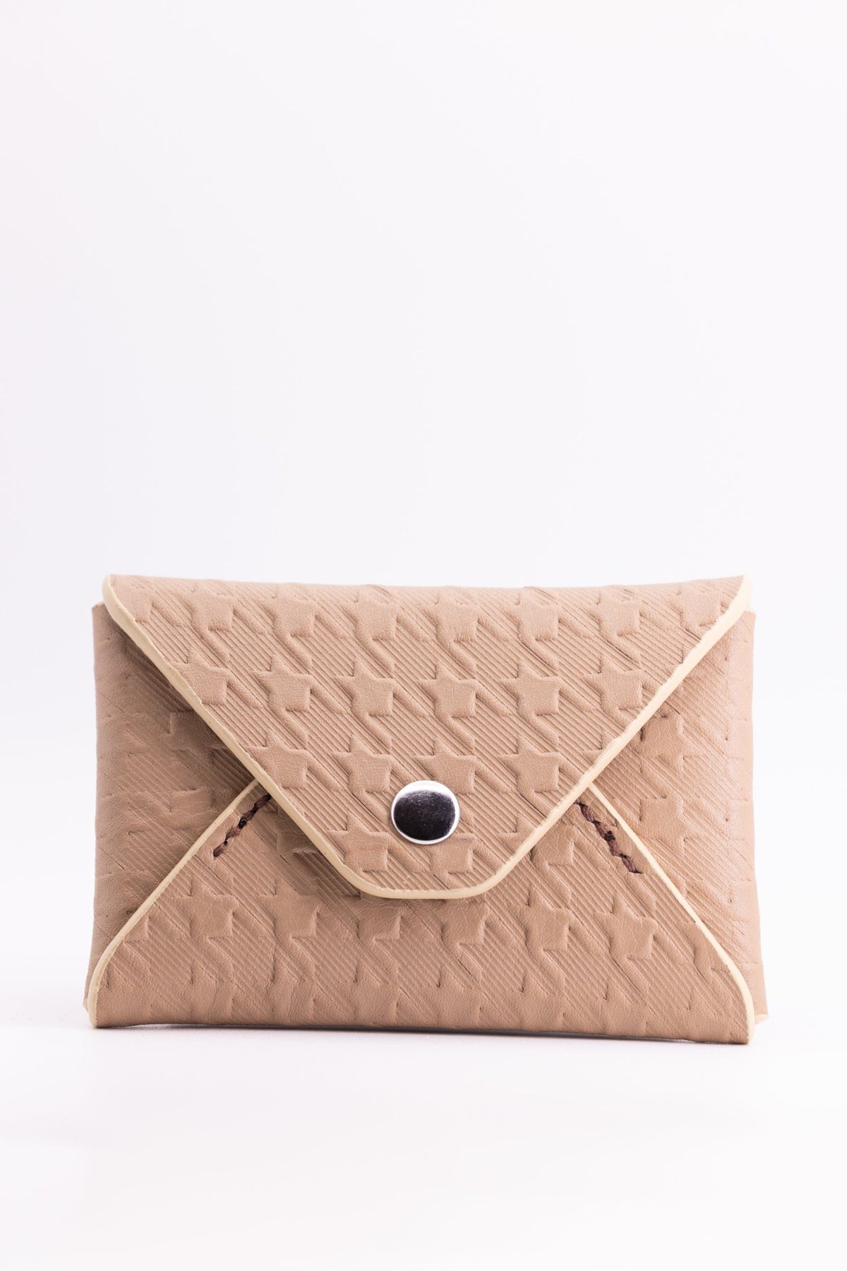 The Kenneth Envelope Card Wallet - Taupe Embossed Houndstooth