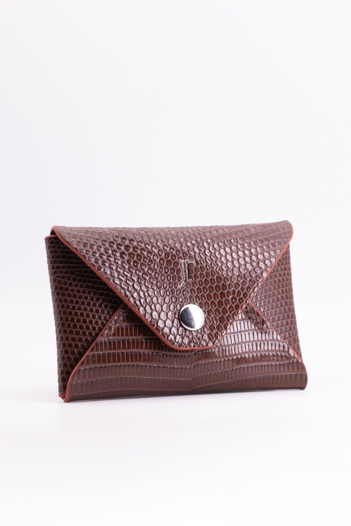 The Kenneth Envelope Card Wallet - Chocolate Brown Lizard