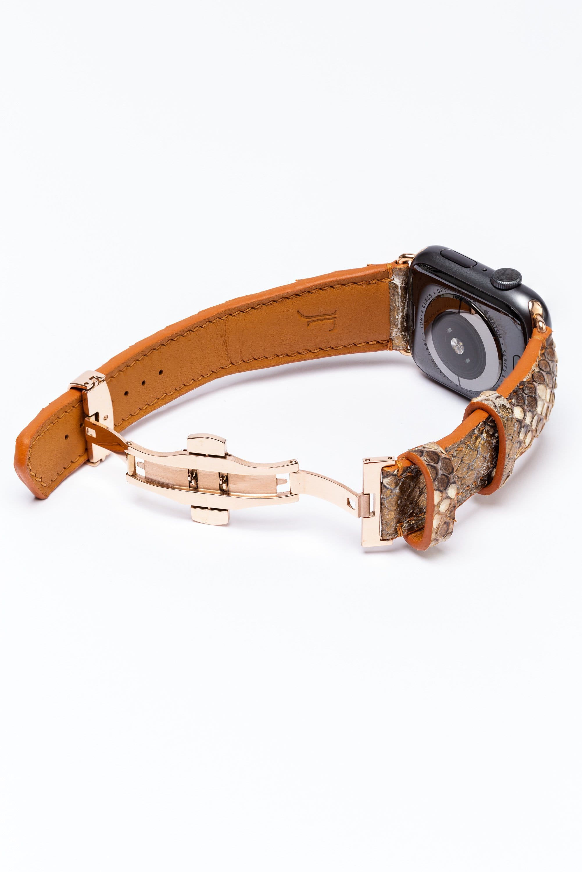 Tamagini Leather Luxury Apple Watch Strap 44mm Denim Blue Osrtich | Tamagini Leather