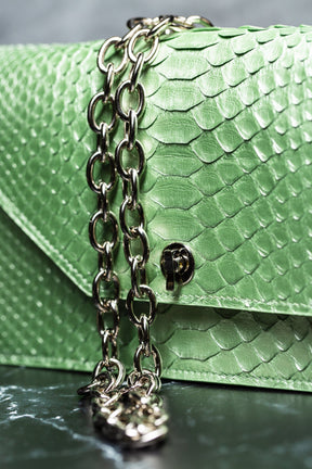 Tamagini Leather The Copley Clutch - Metallic Green Python Leather | Tamagini Leather
