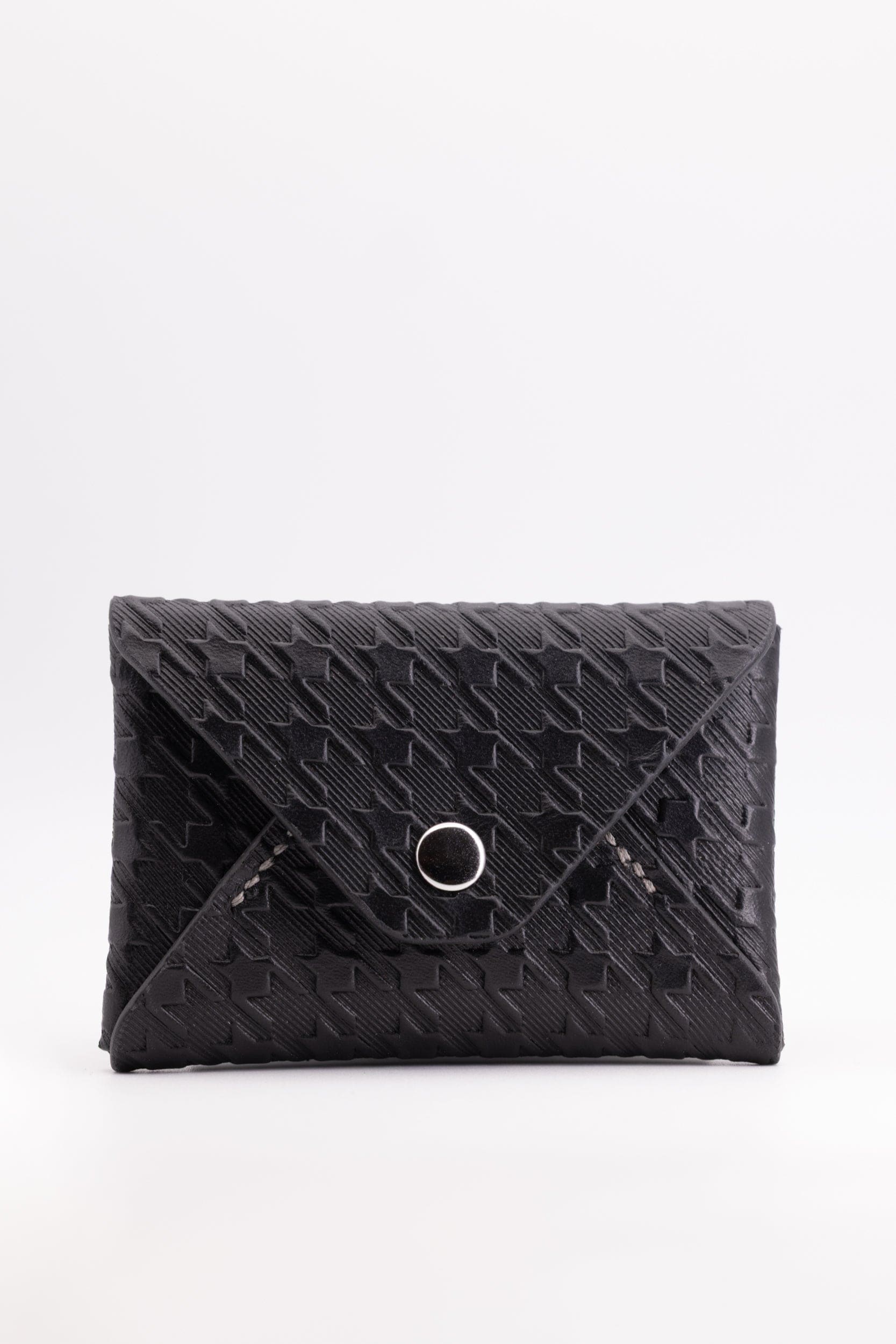 The Kenneth Envelope Card Wallet - Black Embossed Houndstooth