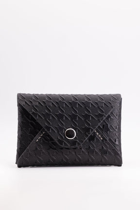 The Kenneth Envelope Card Wallet - Black Embossed Houndstooth