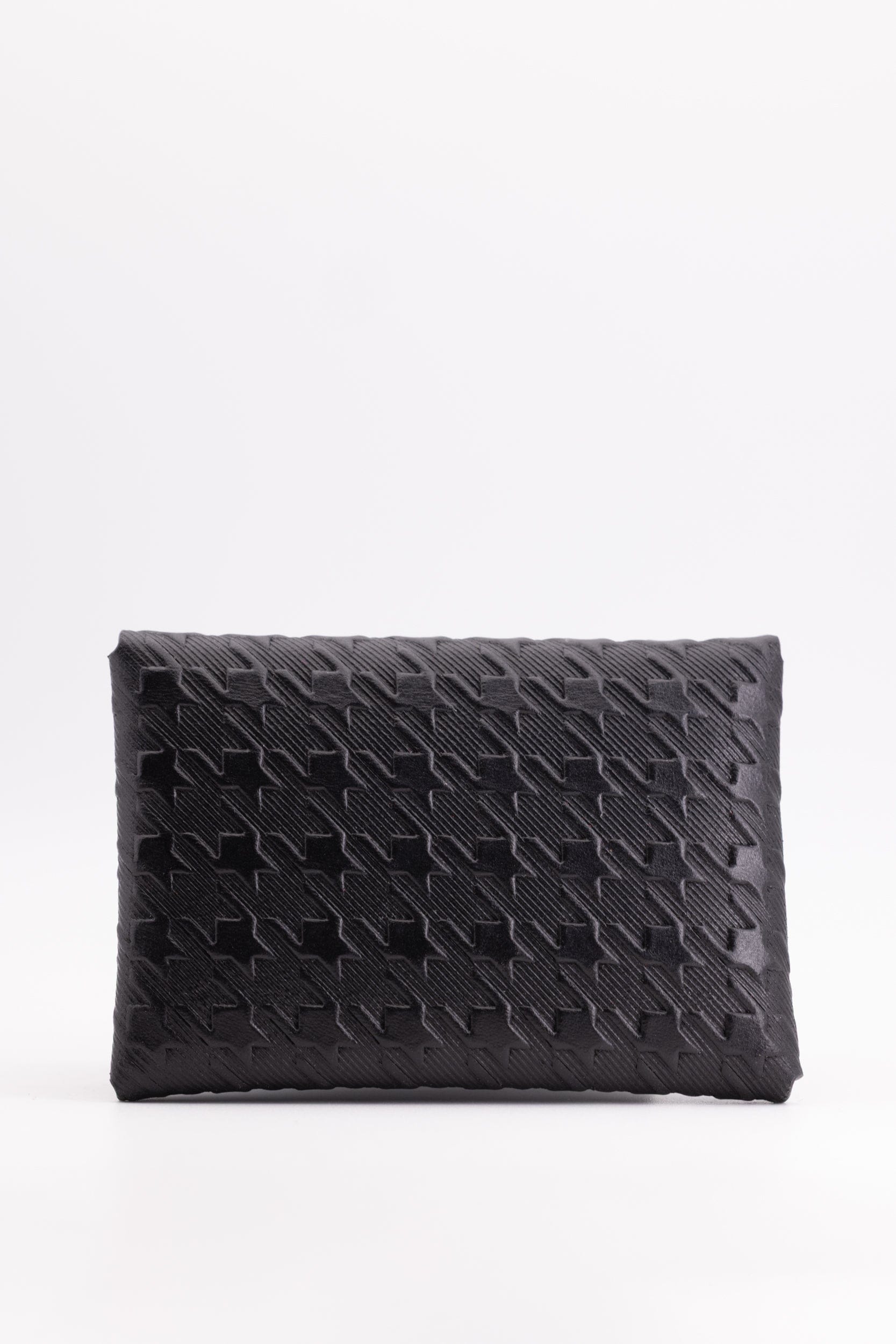 The Kenneth Envelope Card Wallet - Black Embossed Houndstooth