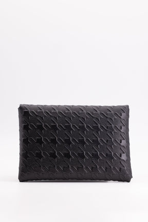 The Kenneth Envelope Card Wallet - Black Embossed Houndstooth