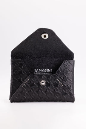 The Kenneth Envelope Card Wallet - Black Embossed Houndstooth