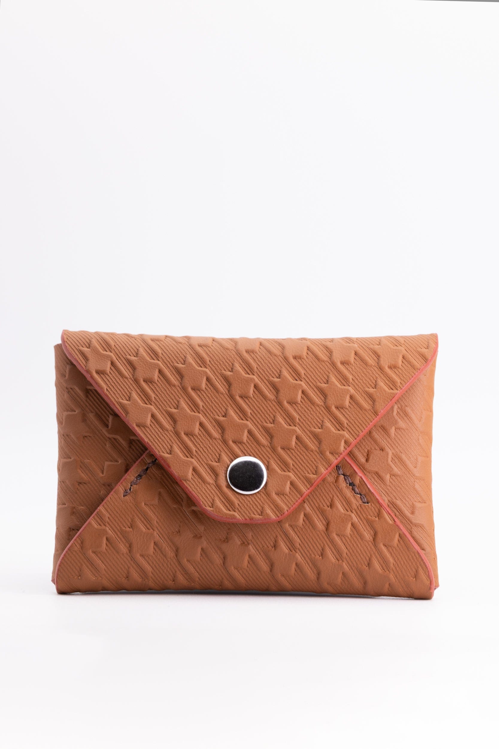 The Kenneth Envelope Card Wallet - Gold Embossed Houndstooth