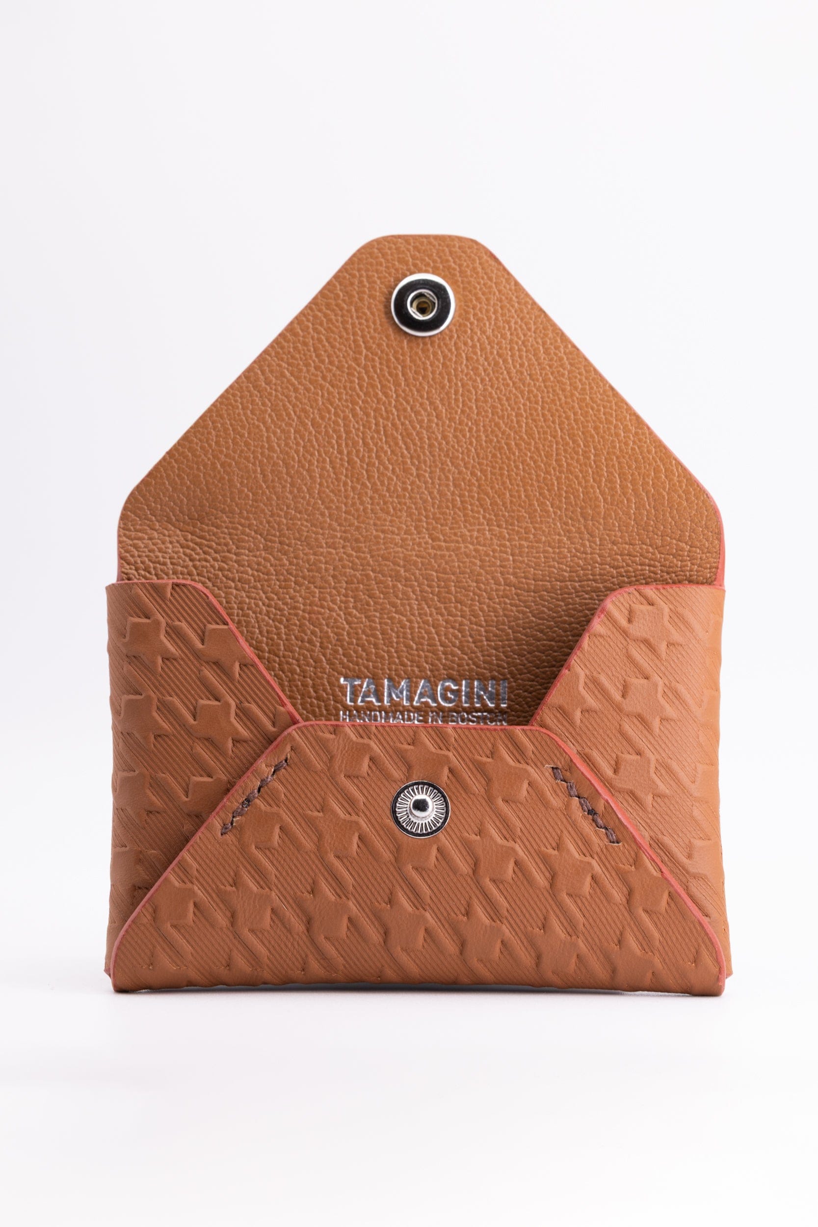 The Kenneth Envelope Card Wallet - Gold Embossed Houndstooth