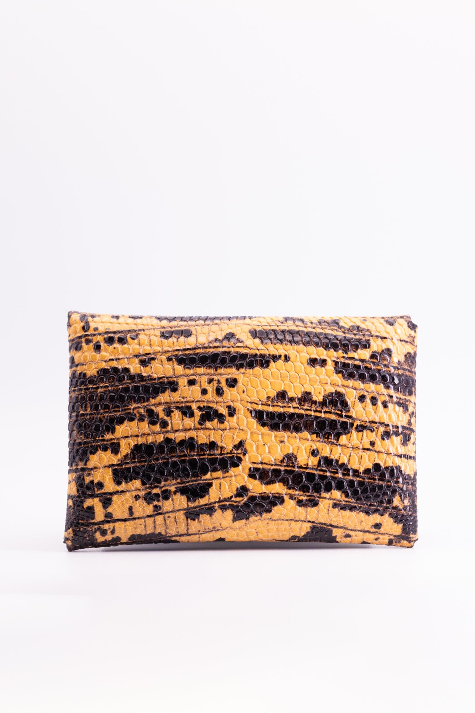 The Kenneth Envelope Card Wallet - Orange and Black Lizard
