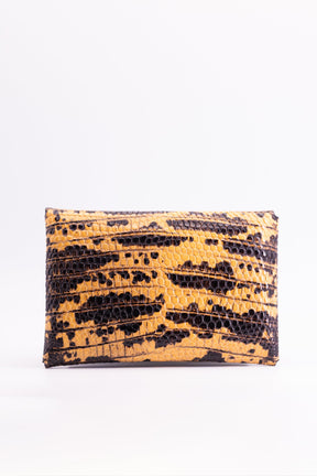 The Kenneth Envelope Card Wallet - Orange and Black Lizard