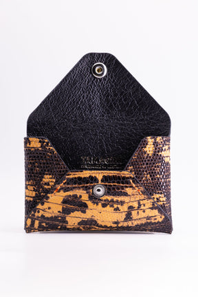 The Kenneth Envelope Card Wallet - Orange and Black Lizard