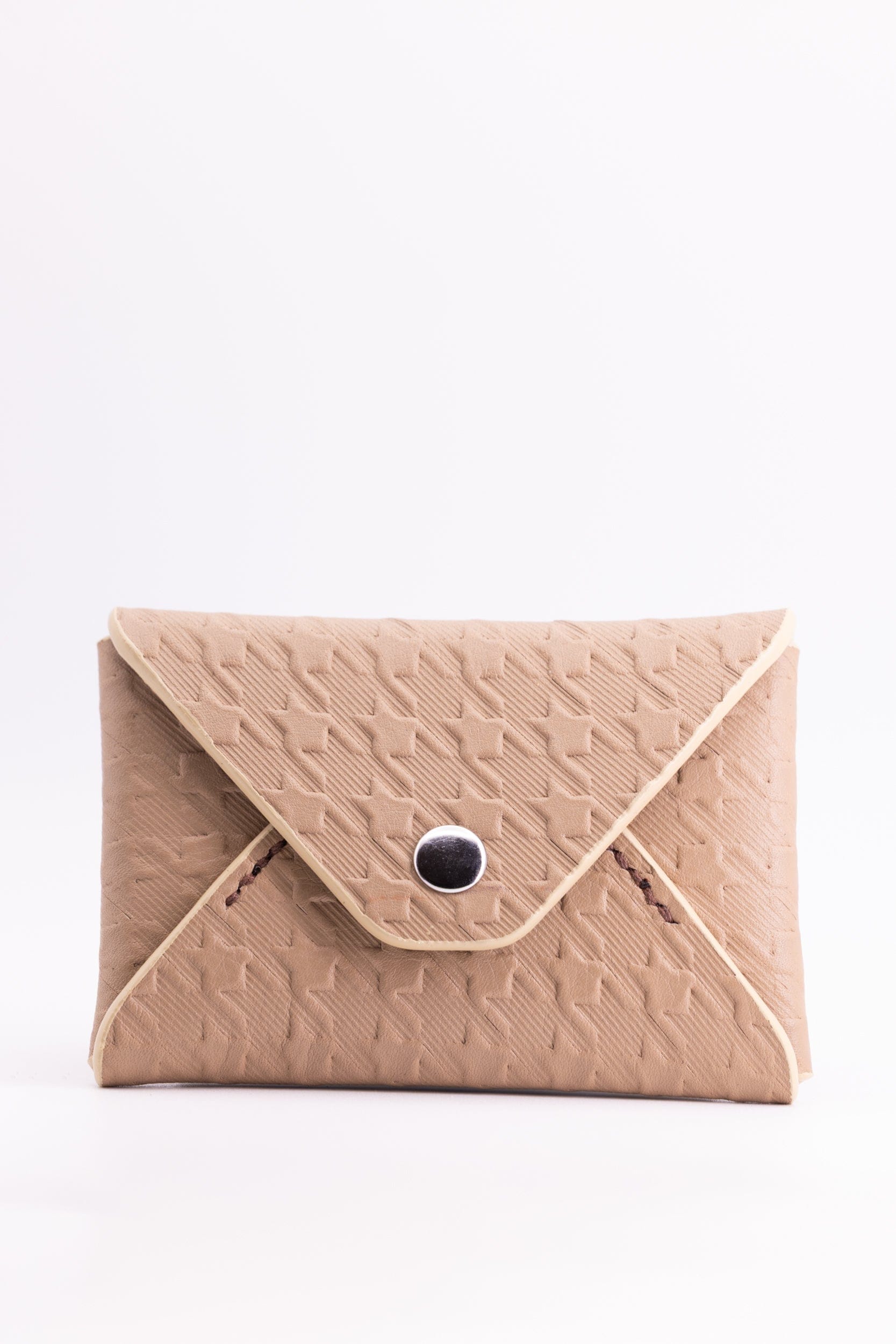 The Kenneth Envelope Card Wallet - Taupe Embossed Houndstooth