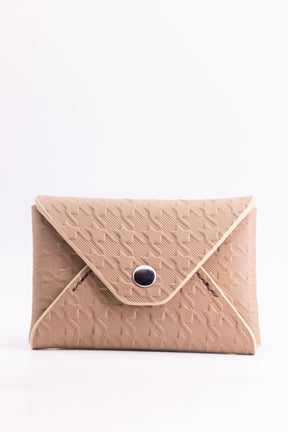 The Kenneth Envelope Card Wallet - Taupe Embossed Houndstooth