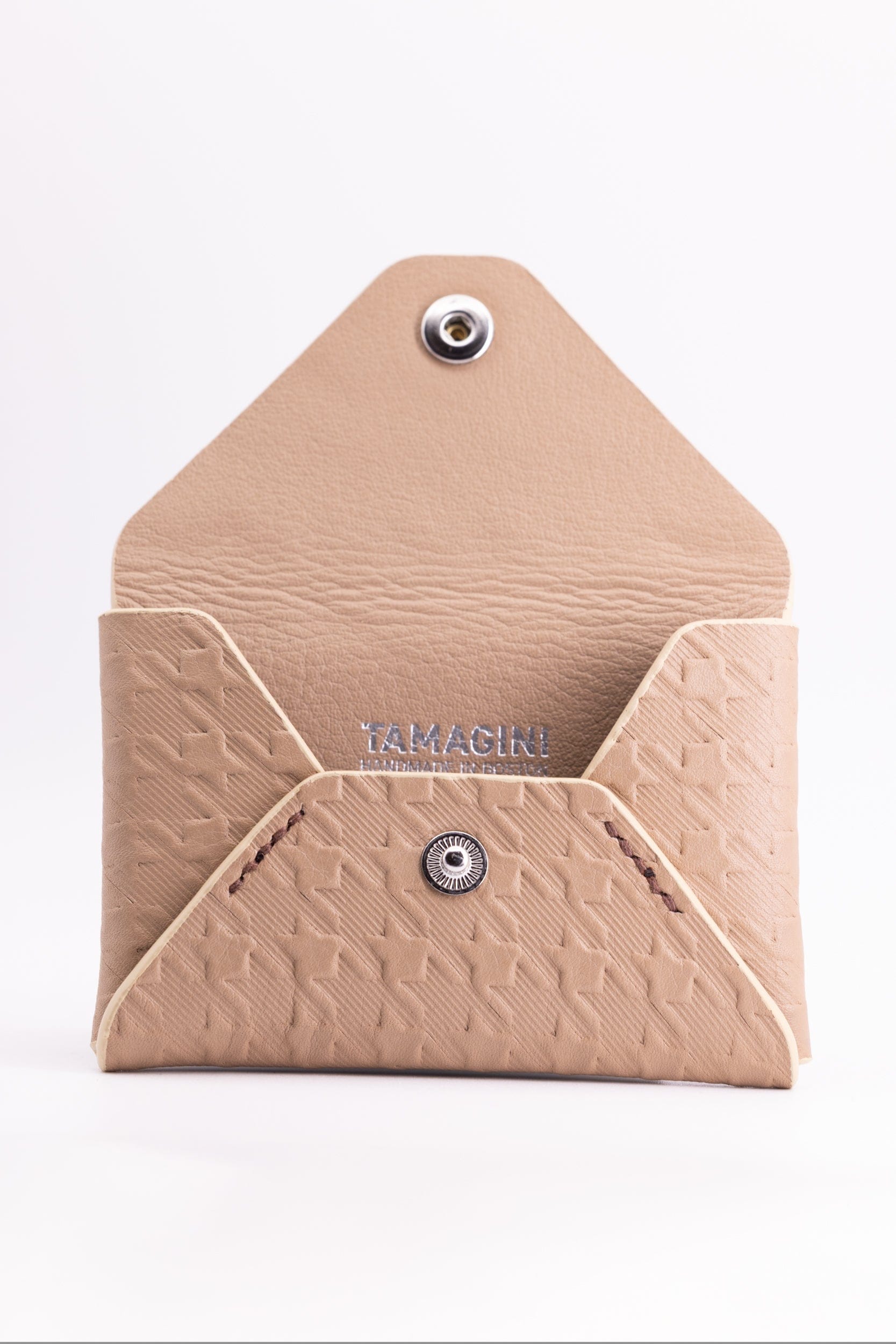 The Kenneth Envelope Card Wallet - Taupe Embossed Houndstooth