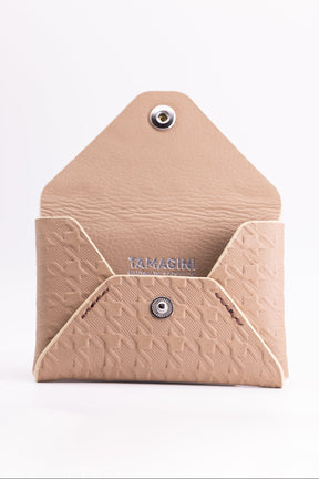 The Kenneth Envelope Card Wallet - Taupe Embossed Houndstooth