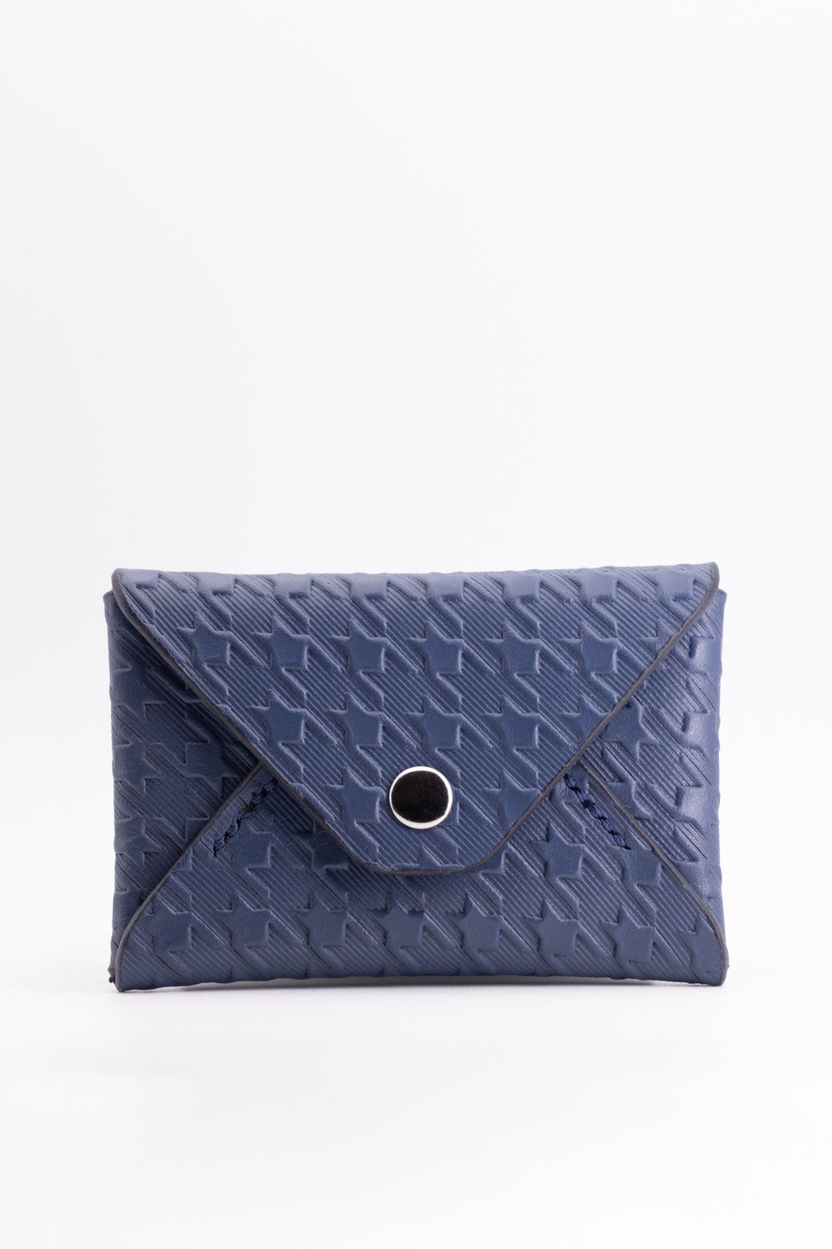 The Kenneth Envelope Card Wallet - French Blue Embossed Houndstooth