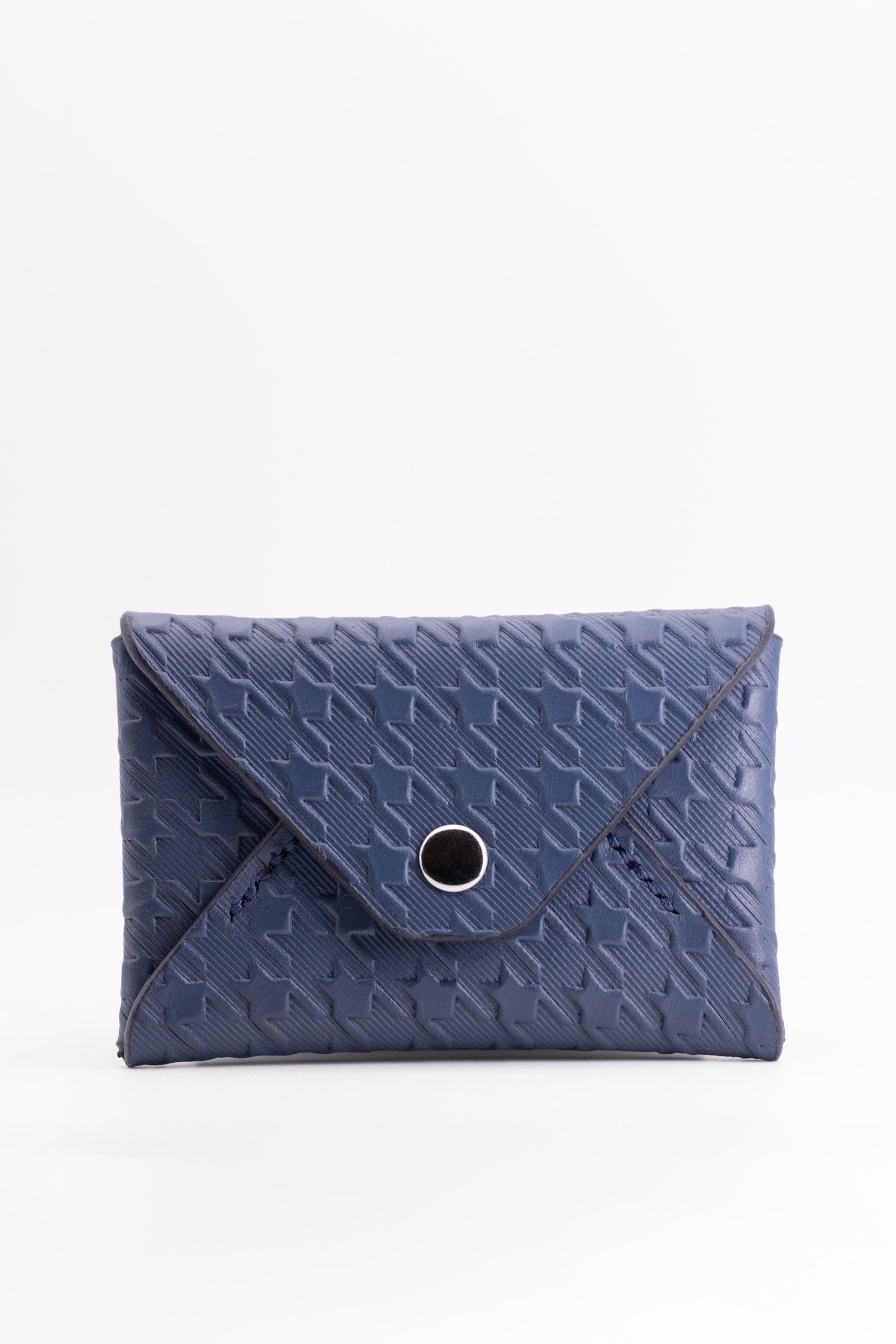 The Kenneth Envelope Card Wallet - French Blue Embossed Houndstooth