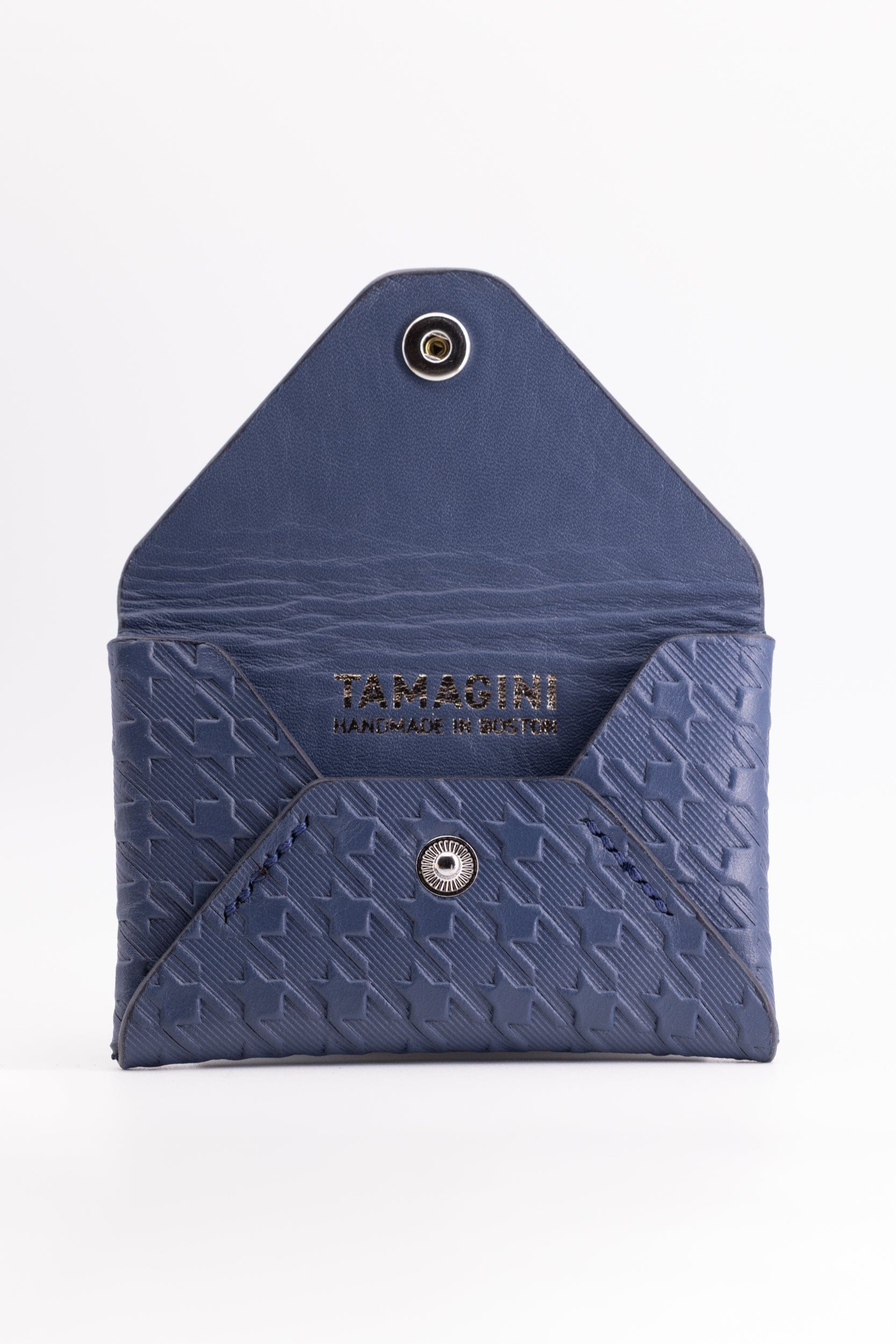 The Kenneth Envelope Card Wallet - French Blue Embossed Houndstooth