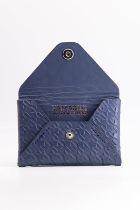 The Kenneth Envelope Card Wallet - French Blue Embossed Houndstooth