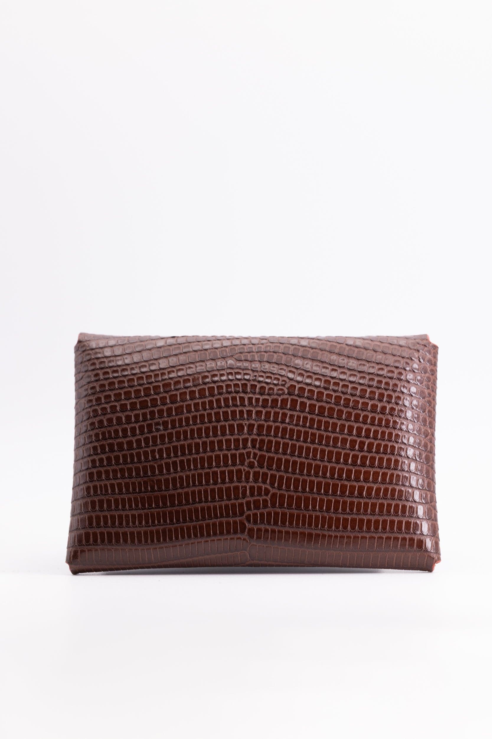 The Kenneth Envelope Card Wallet - Chocolate Brown Lizard