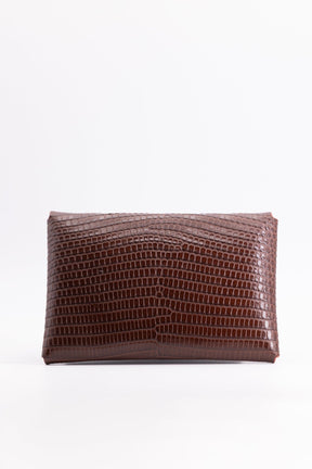 The Kenneth Envelope Card Wallet - Chocolate Brown Lizard
