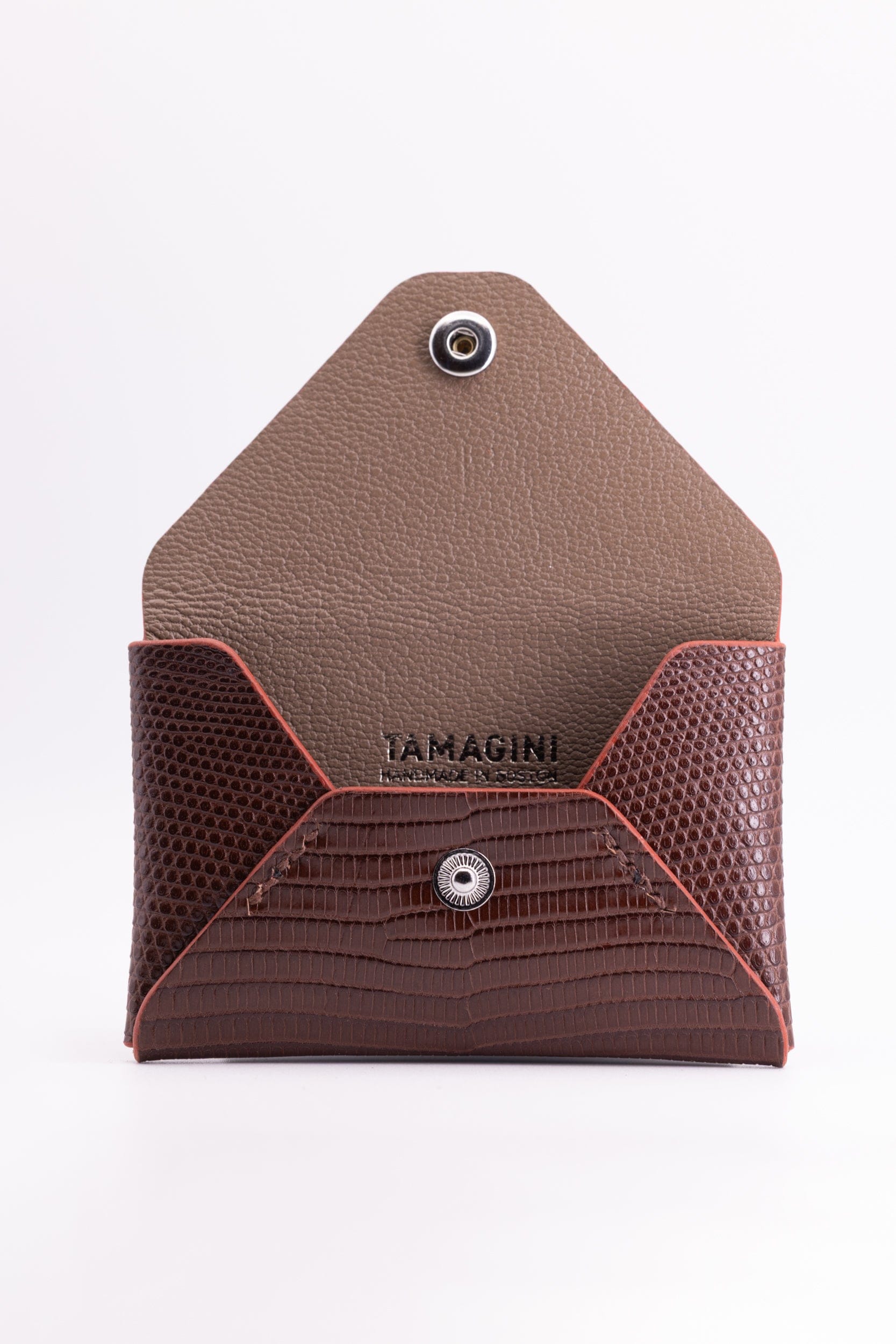 The Kenneth Envelope Card Wallet - Chocolate Brown Lizard