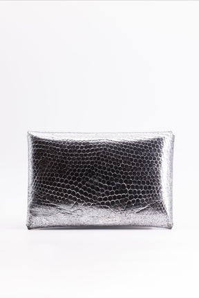 The Kenneth Envelope Card Wallet - Distressed Silver Foil Lizard