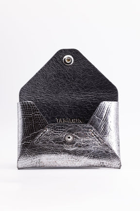 The Kenneth Envelope Card Wallet - Distressed Silver Foil Lizard