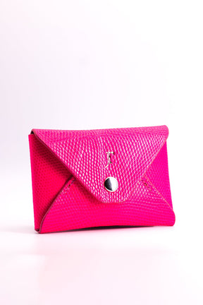 The Kenneth Envelope Card Wallet - Hot Pink Lizard