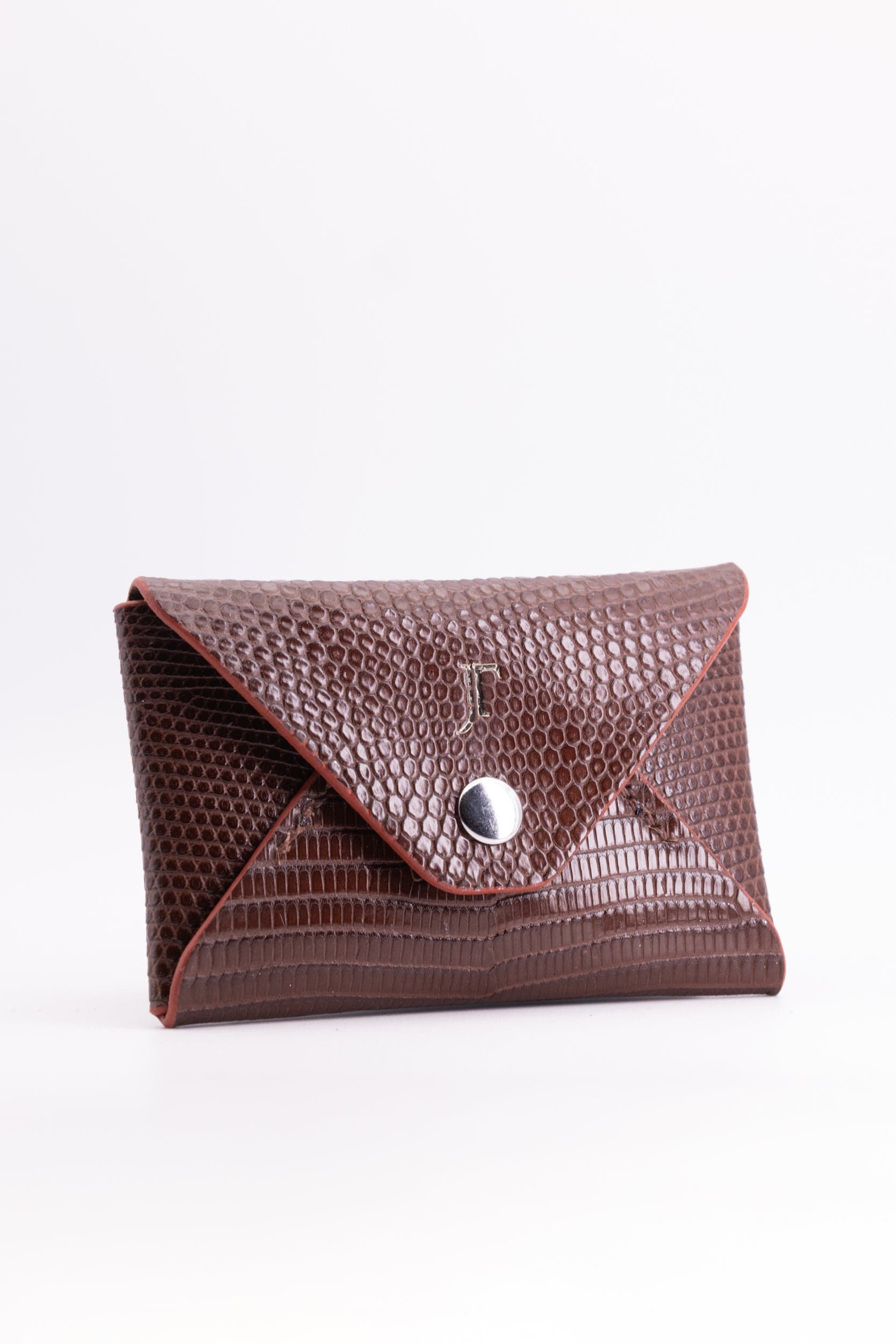 The Kenneth Envelope Card Wallet - Chocolate Brown Lizard