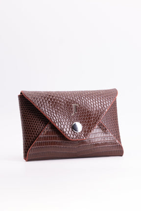 The Kenneth Envelope Card Wallet - Chocolate Brown Lizard