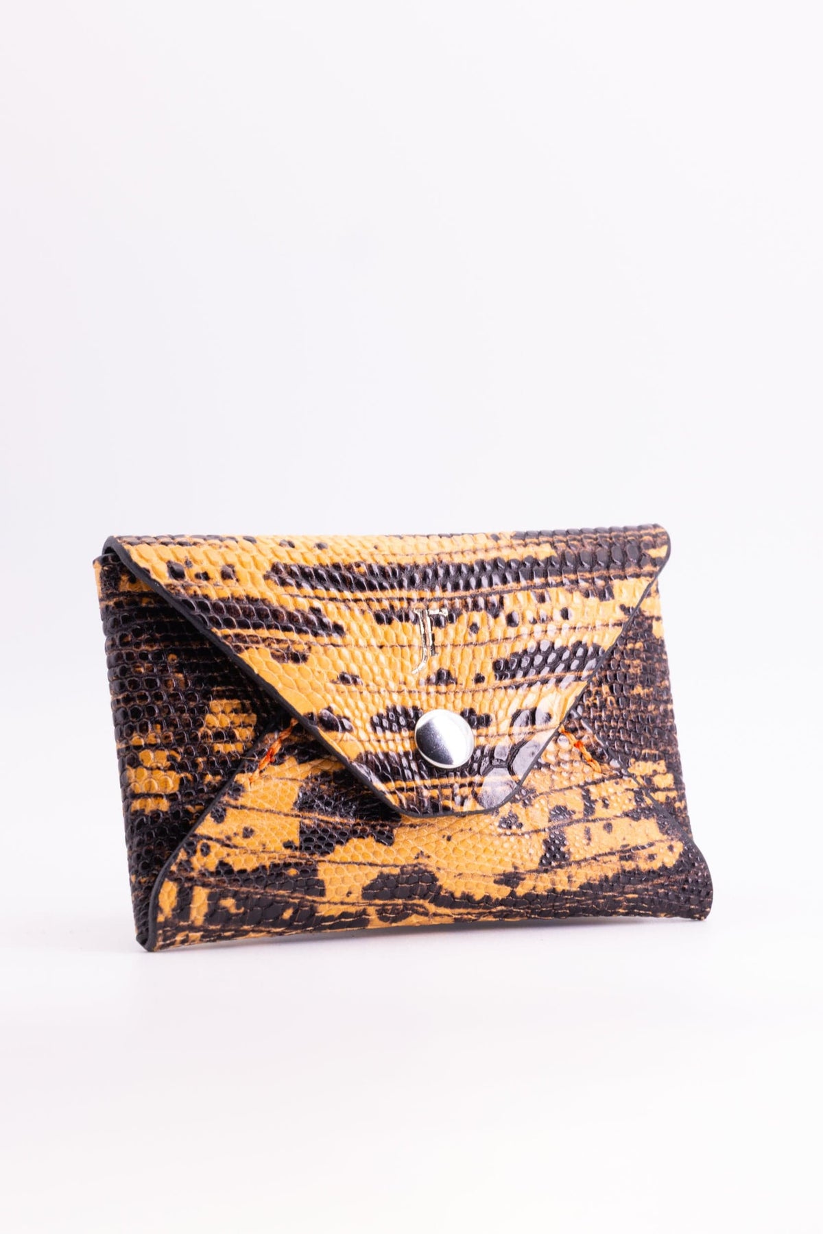 The Kenneth Envelope Card Wallet - Orange and Black Lizard