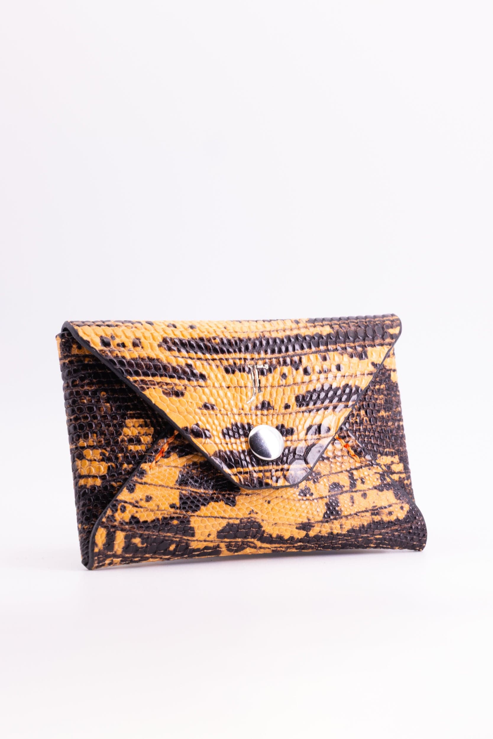 The Kenneth Envelope Card Wallet - Orange and Black Lizard