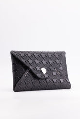 The Kenneth Envelope Card Wallet - Black Embossed Houndstooth
