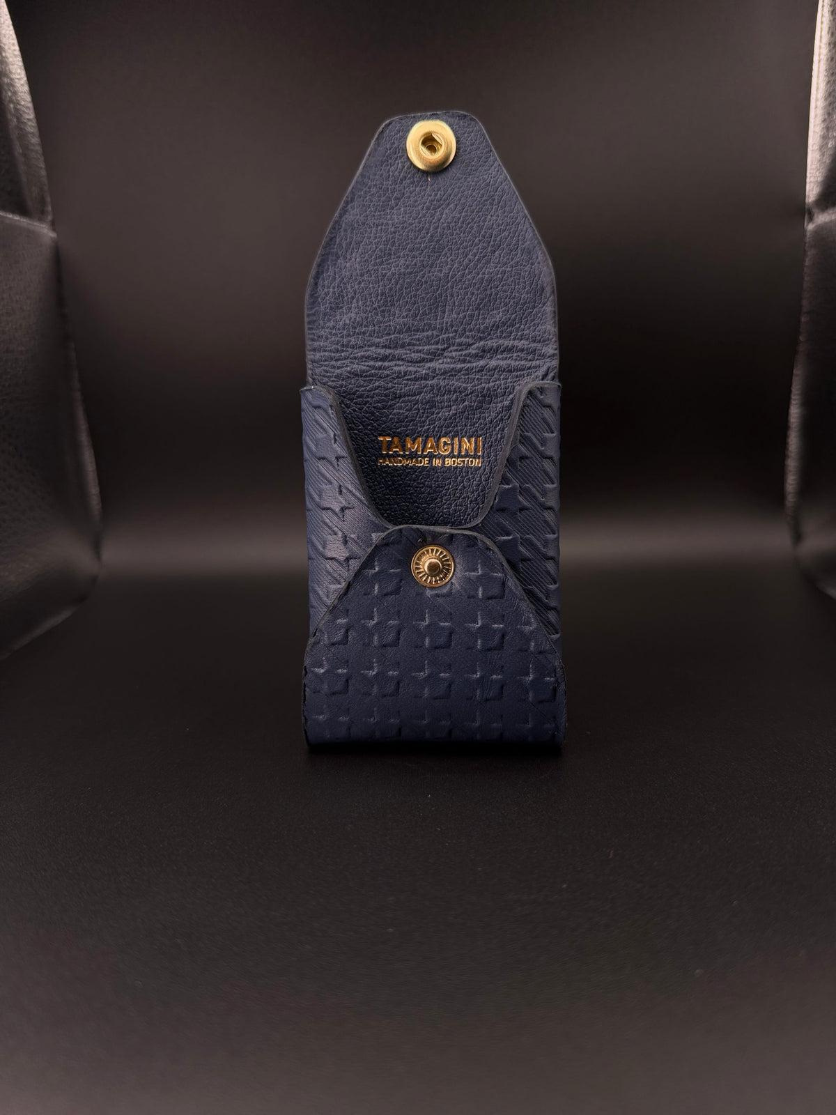 The Vert Wallet - French Blue Embossed Houndstooth
