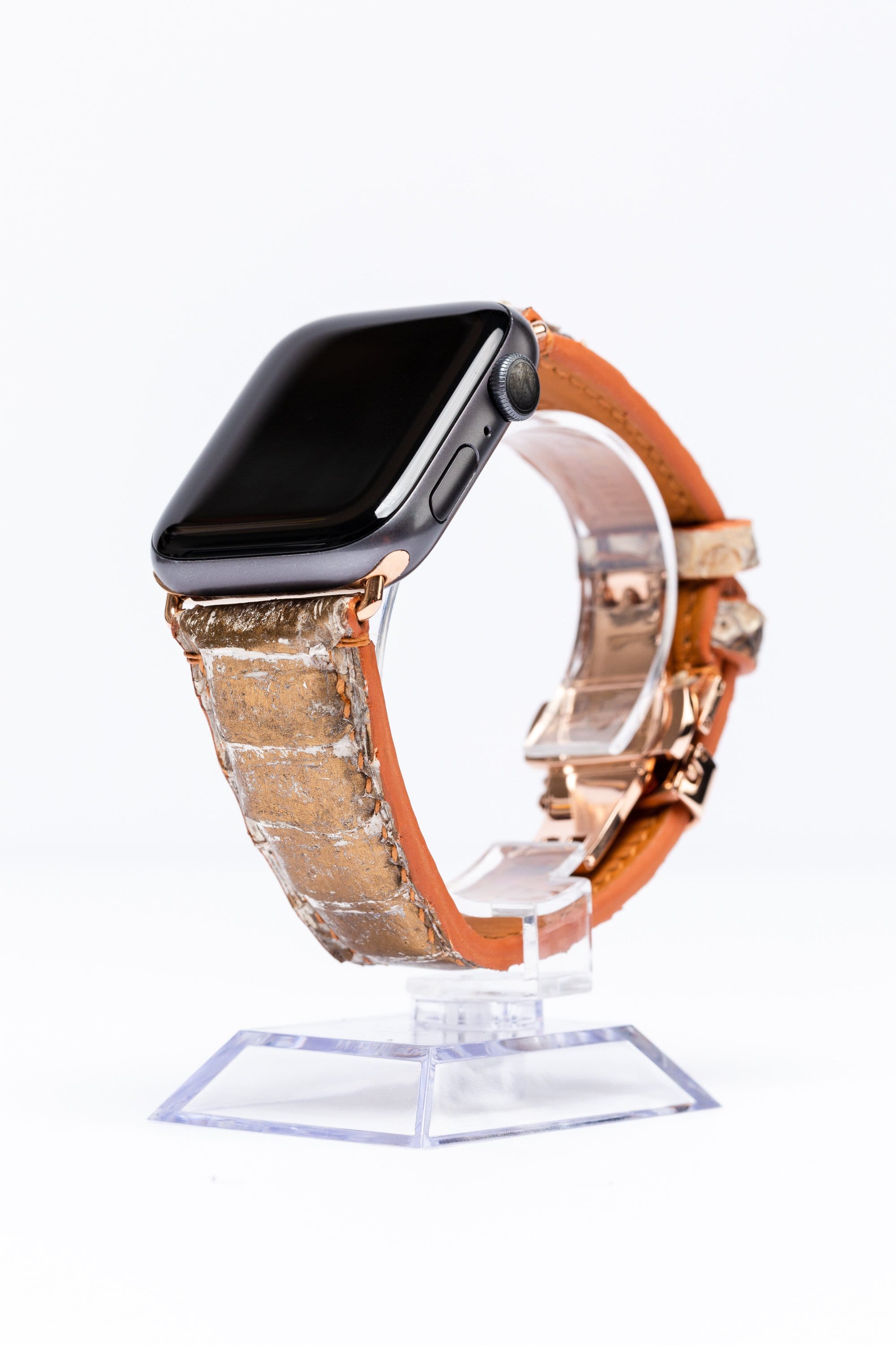 Tamagini Leather  Luxury Apple Watch Strap 44mm Denim Blue Osrtich | Tamagini Leather