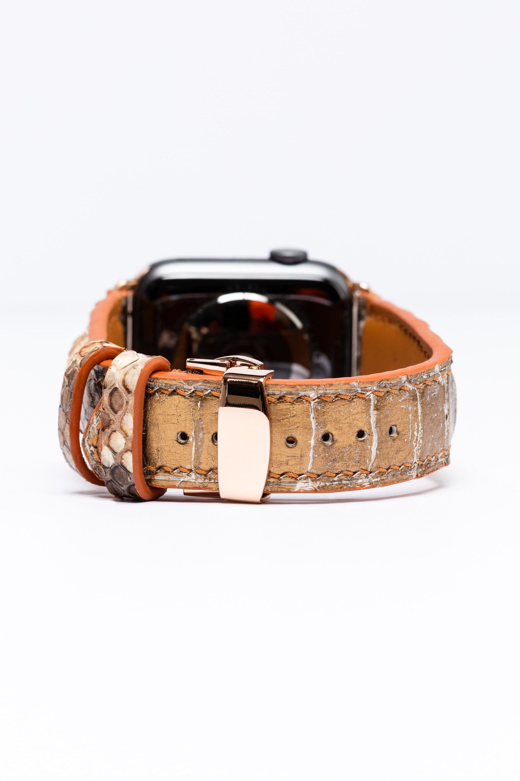 Tamagini Leather  Luxury Apple Watch Strap 44mm Denim Blue Osrtich | Tamagini Leather