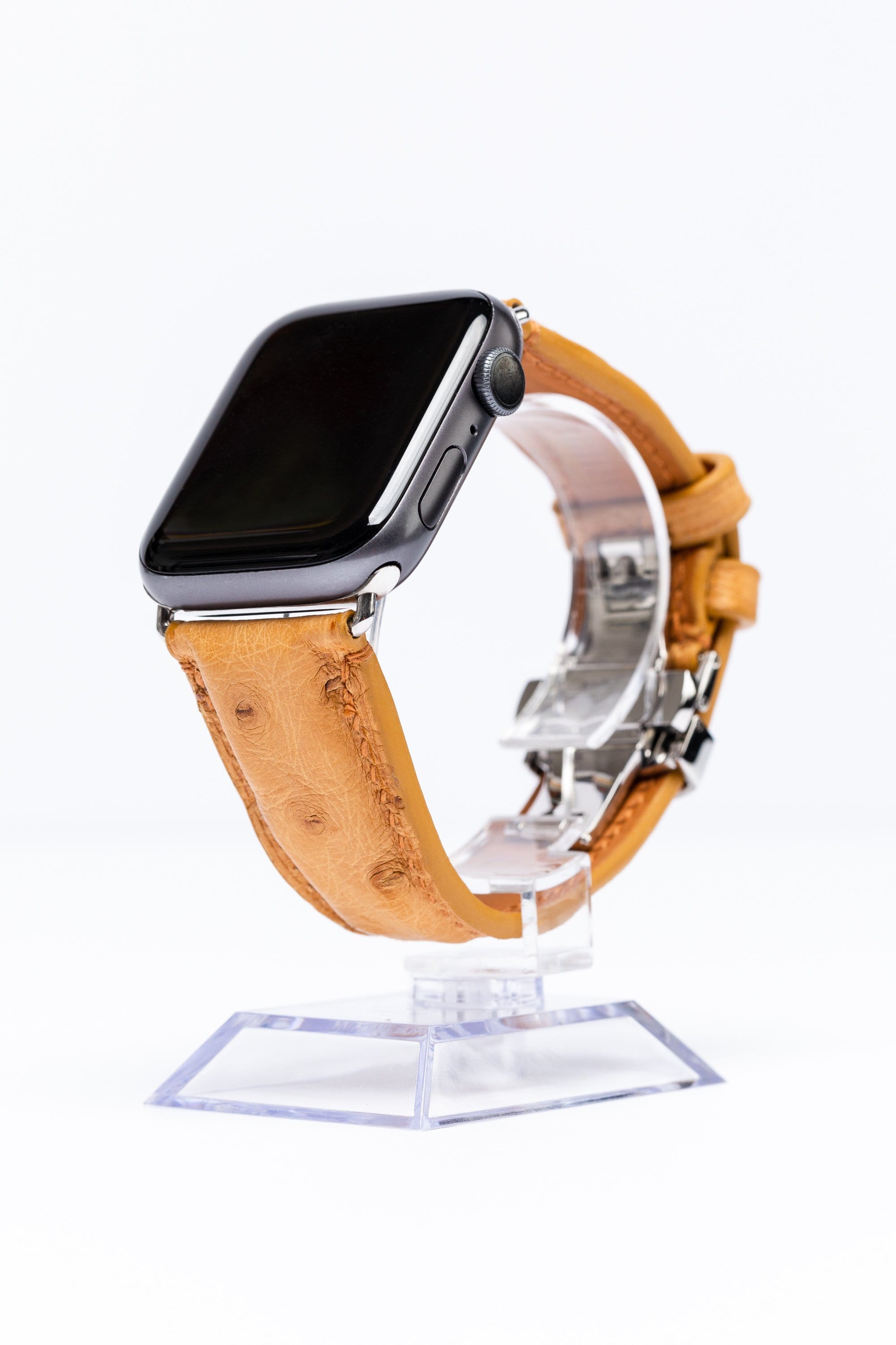 Tamagini Leather  Luxury Apple Watch Strap 44mm Denim Blue Osrtich | Tamagini Leather