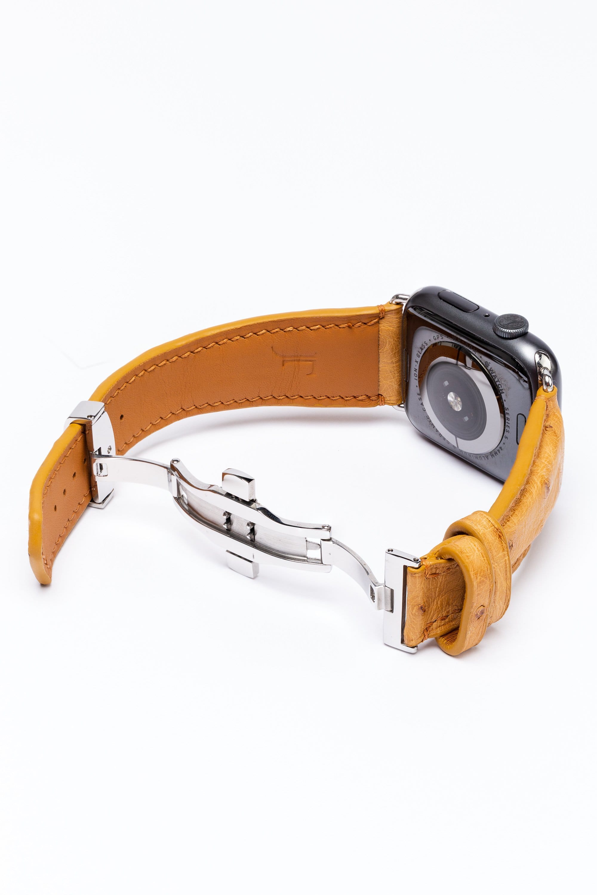 Tamagini Leather  Luxury Apple Watch Strap 44mm Denim Blue Osrtich | Tamagini Leather