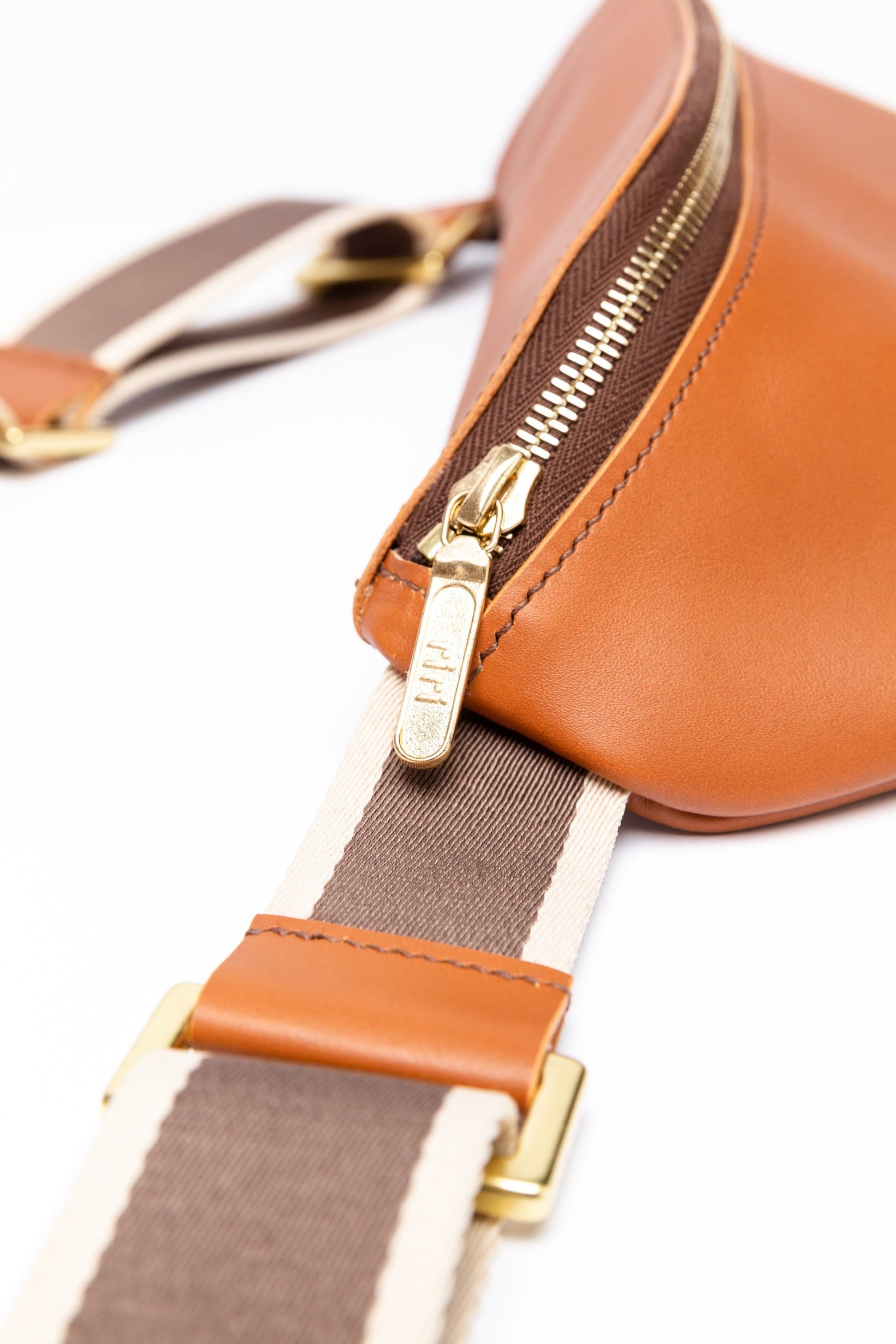 Tamagini Leather Fort Point Fanny Pack in Cognac Vachetta Calfskin | Tamagini Leather