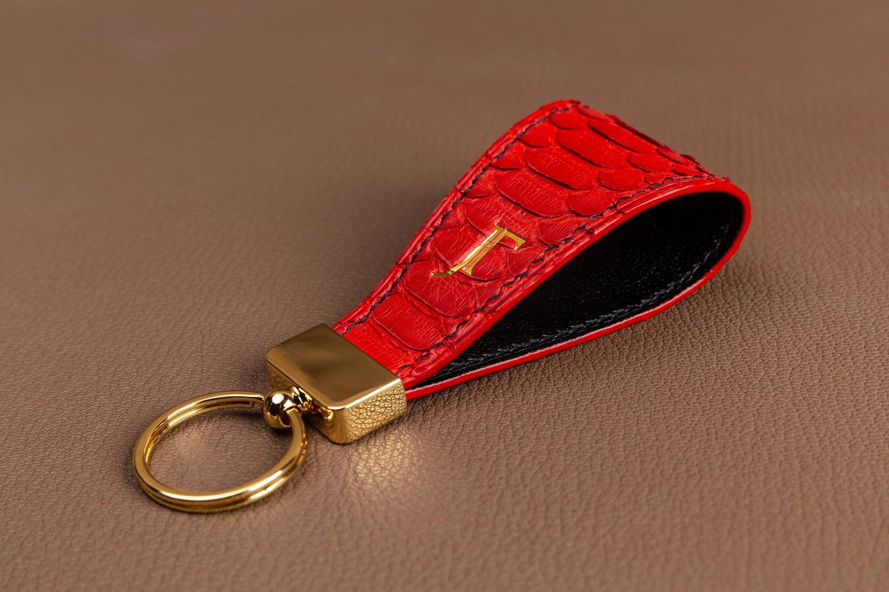 Tamagini Leather Luxury Keychains - Python Matte Cobalt w/ Silver Hardware