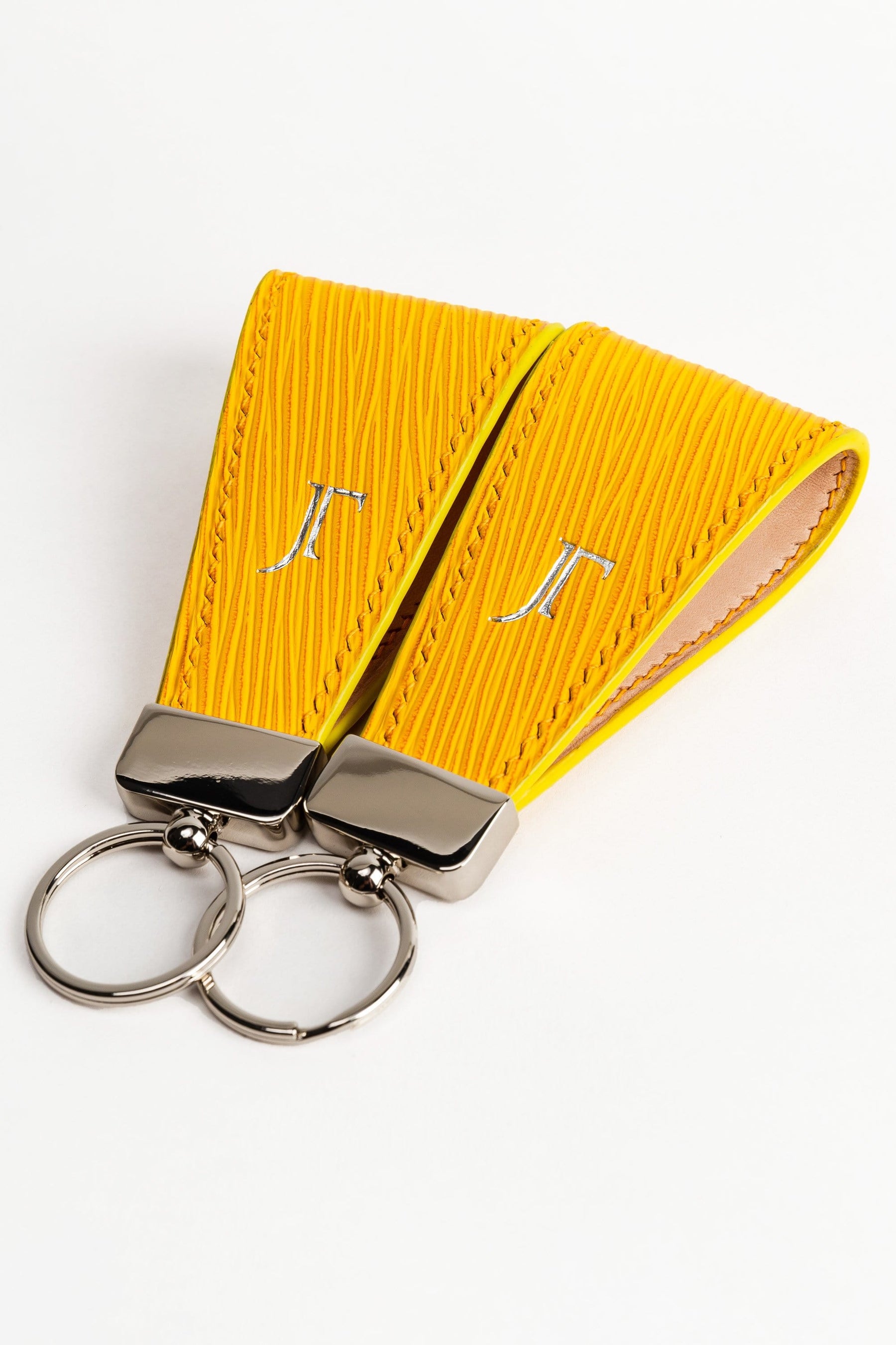 Tamagini Leather Luxury Keychains - French Calf Yellow EPI w/ Silver Hardware