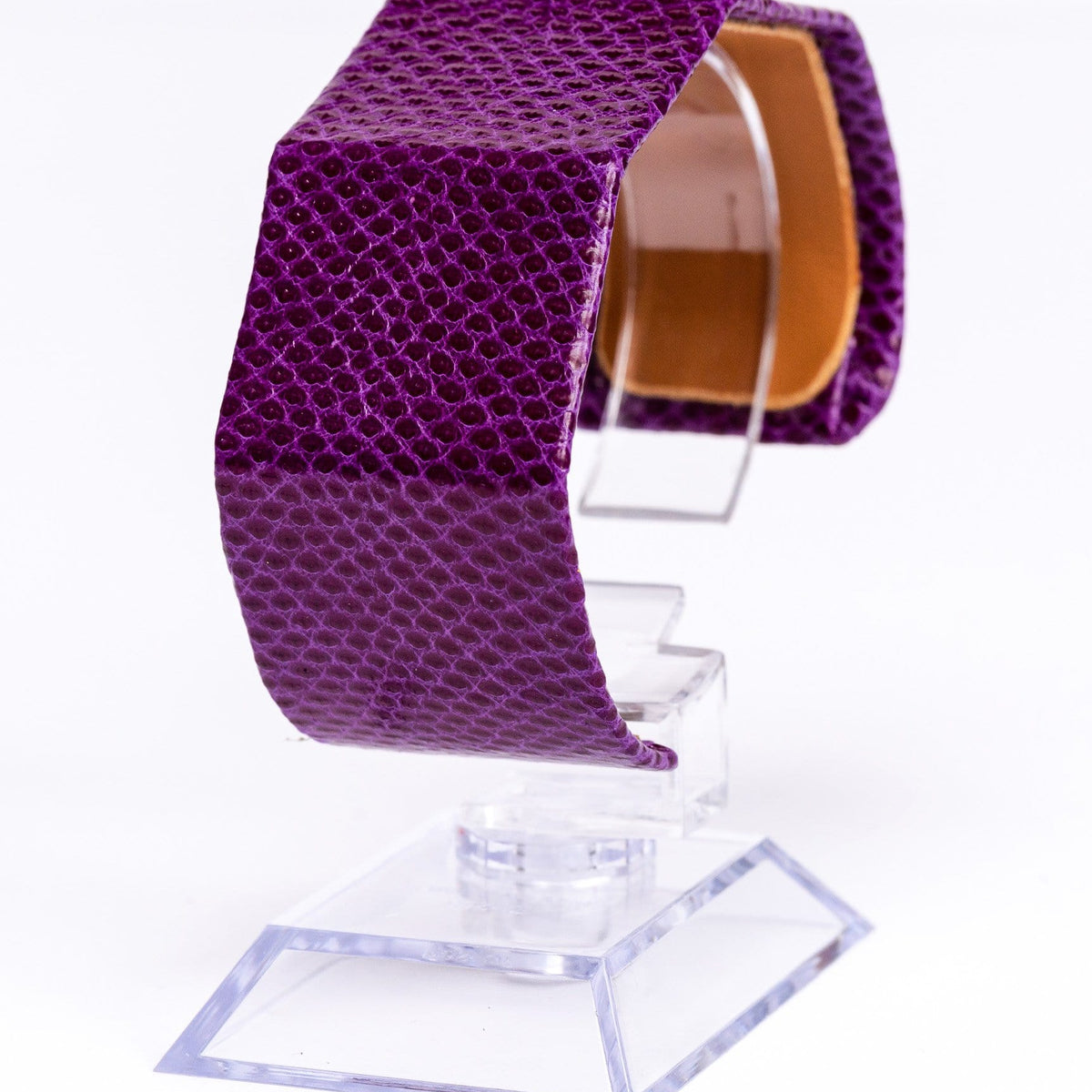 The Exotic Cuff Bracelet - Angled Bracelet popular in Glazed Neon Orange Reticulated Python