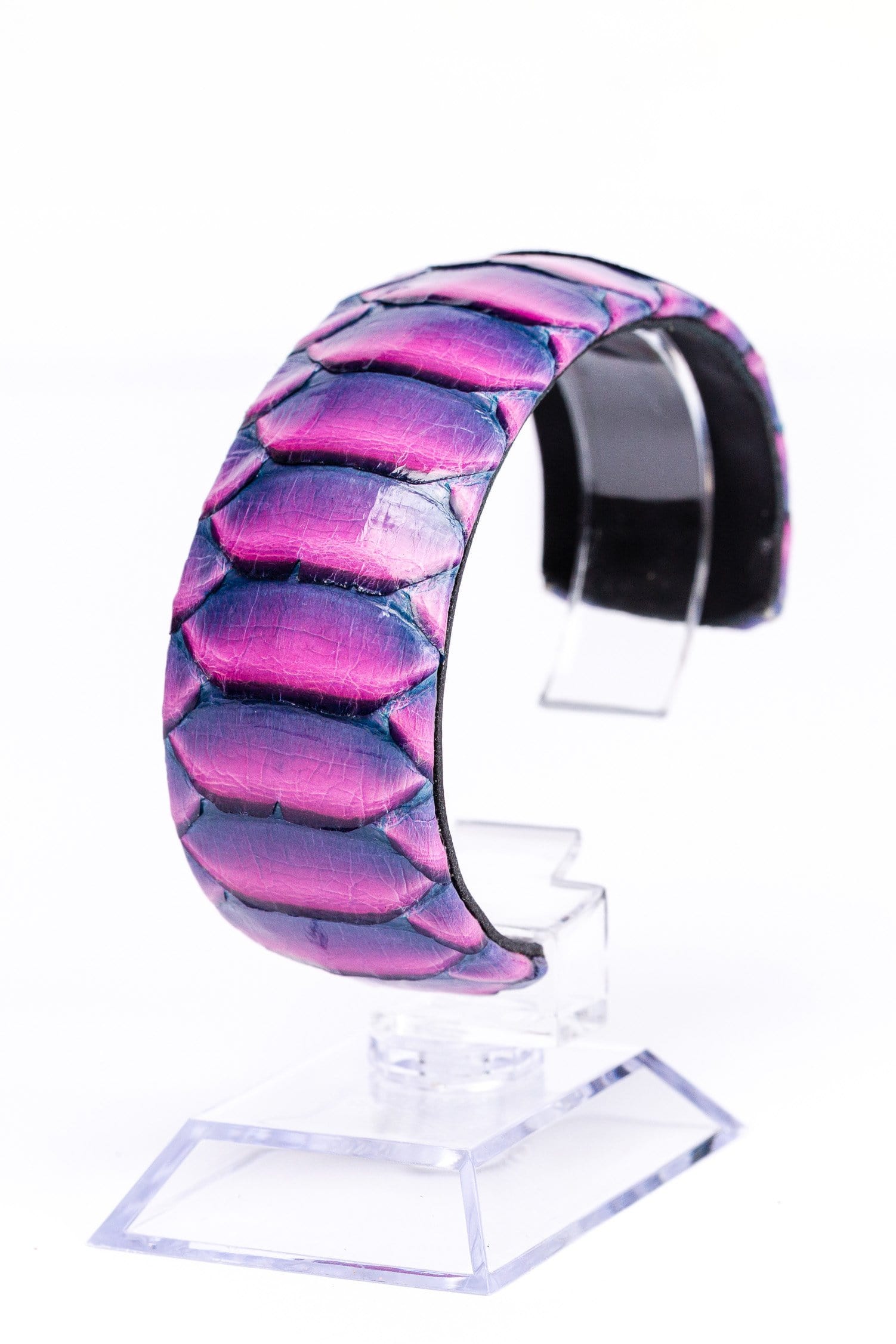 The Exotic Cuff Bracelet - Hand Dyed Glazed Paradise Blue Reticulated Python